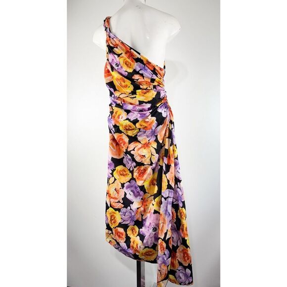 Anthropologie Geisha Designs Asymmetrical Hem Midi Dress M - Picture 6 of 9